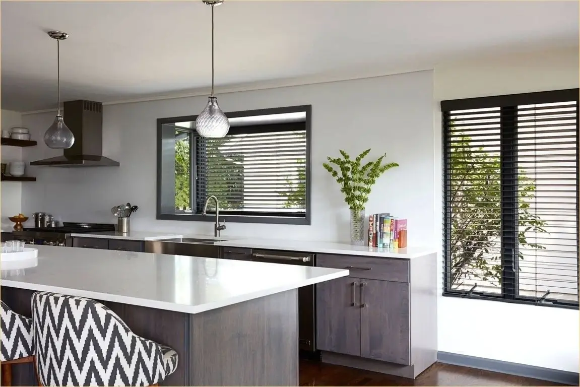 Modern kitchen with minimalist blinds