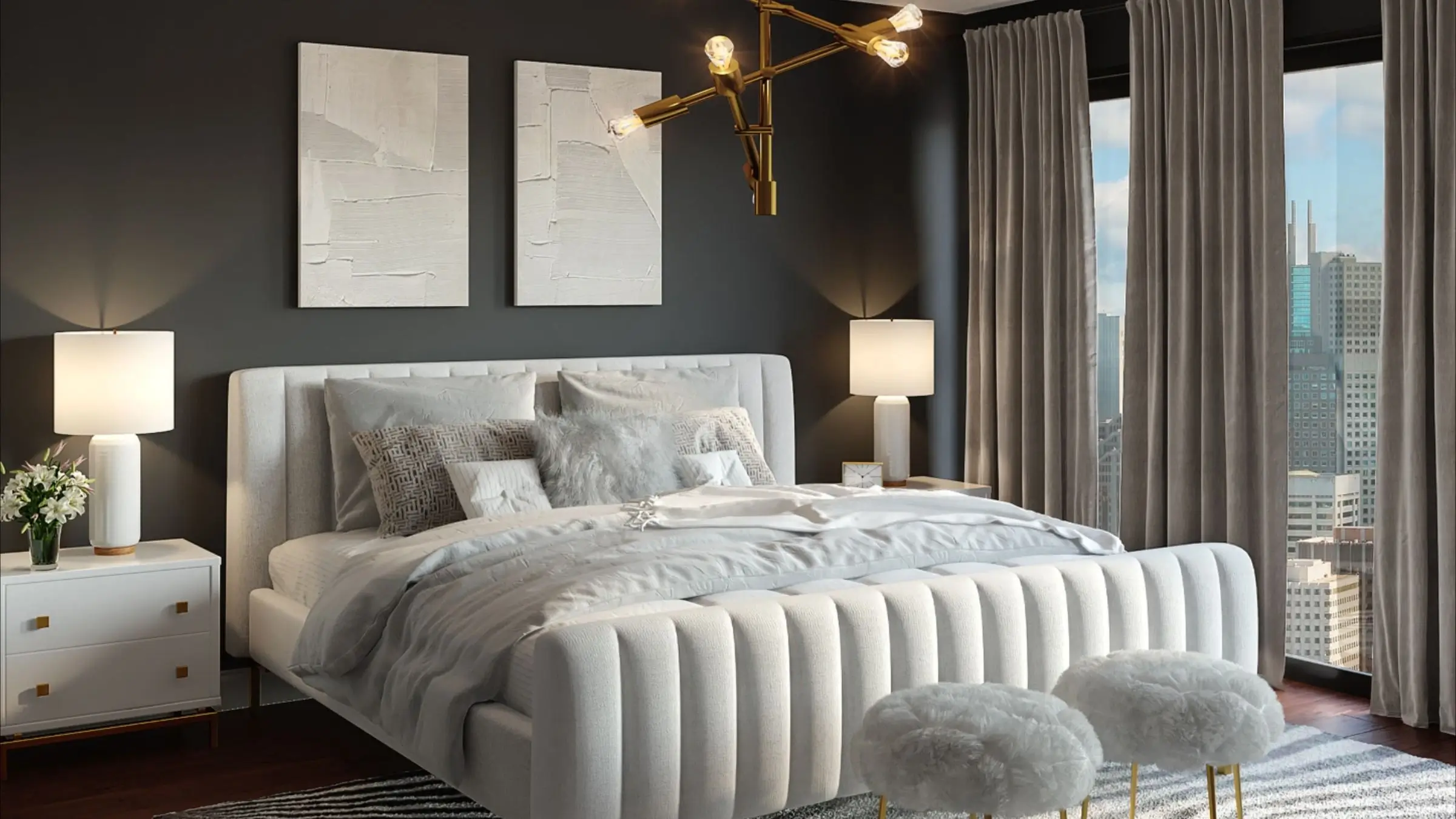 Same room with elegant, light-filtering shades