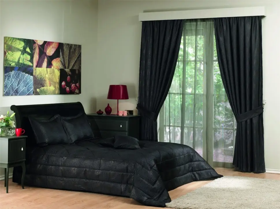 A serene bedroom with blackout curtains