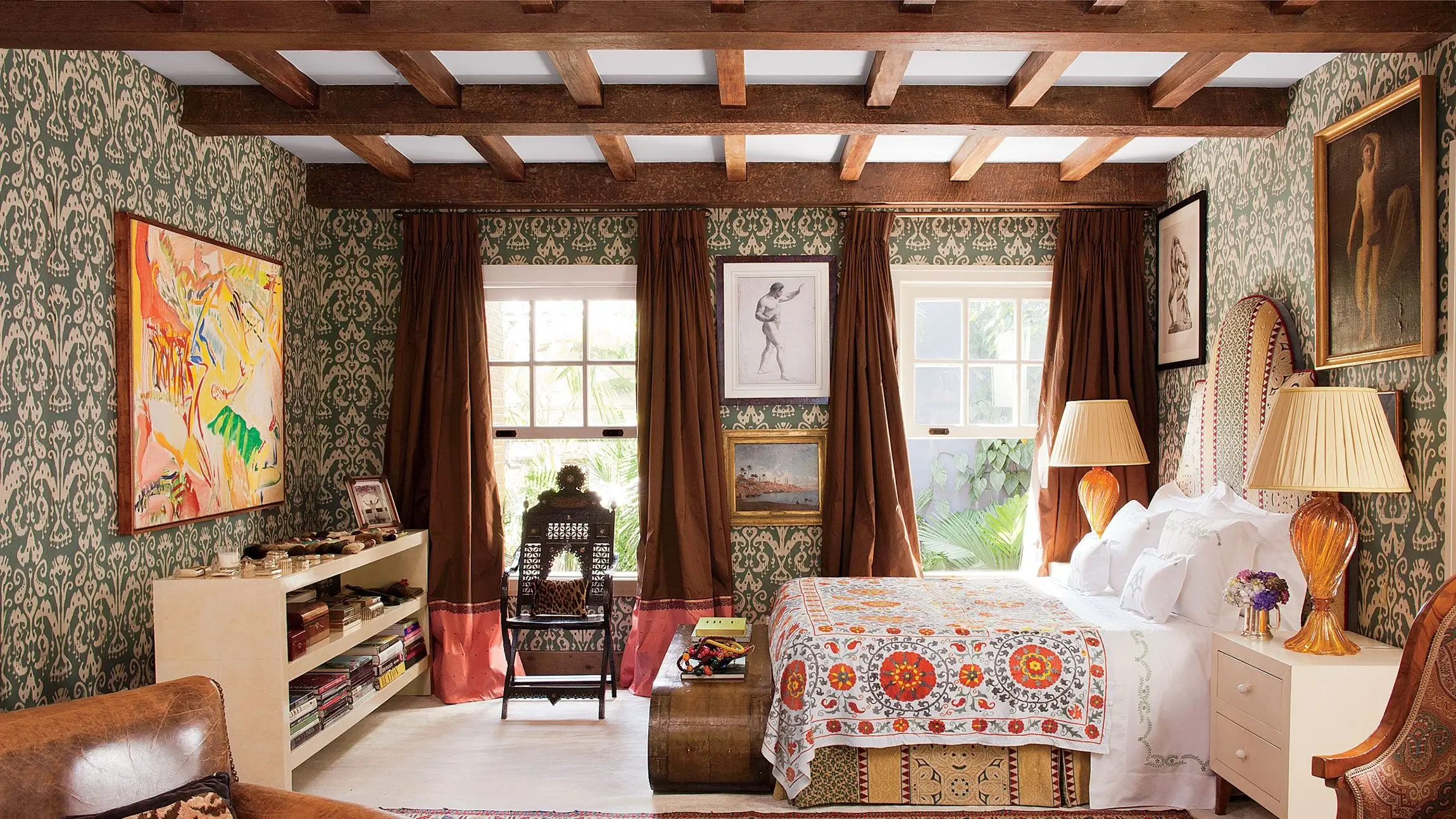 Bohemian style room with natural textures