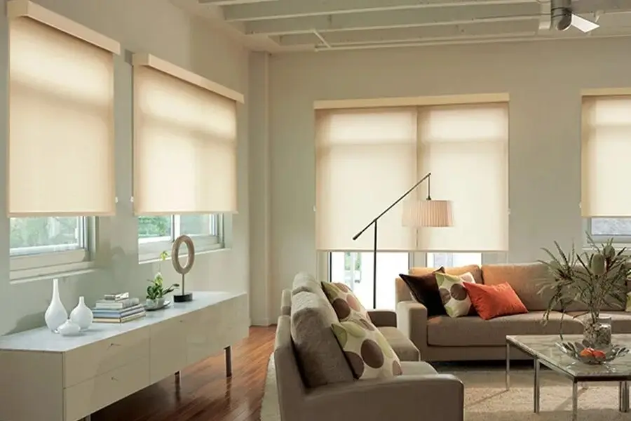 Modern interior with sleek roller shades