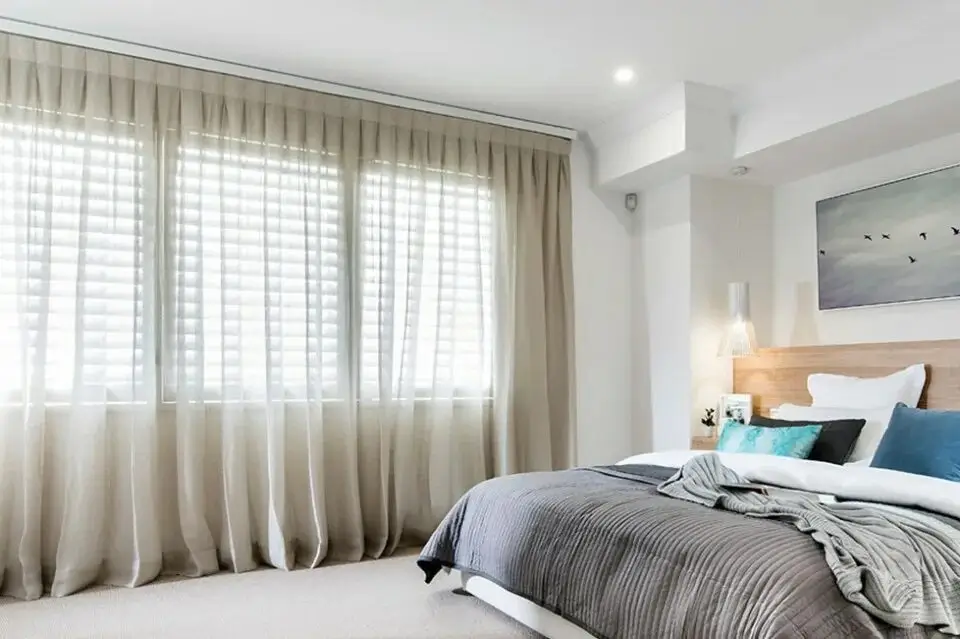 Beautifully lit room with modern curtains
